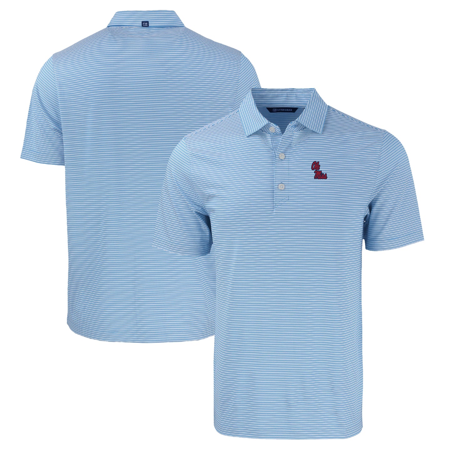 Men's Cutter & Buck  Powder Blue Ole Miss Rebels Big & Tall Forge Eco Double Stripe Stretch Recycled Polo