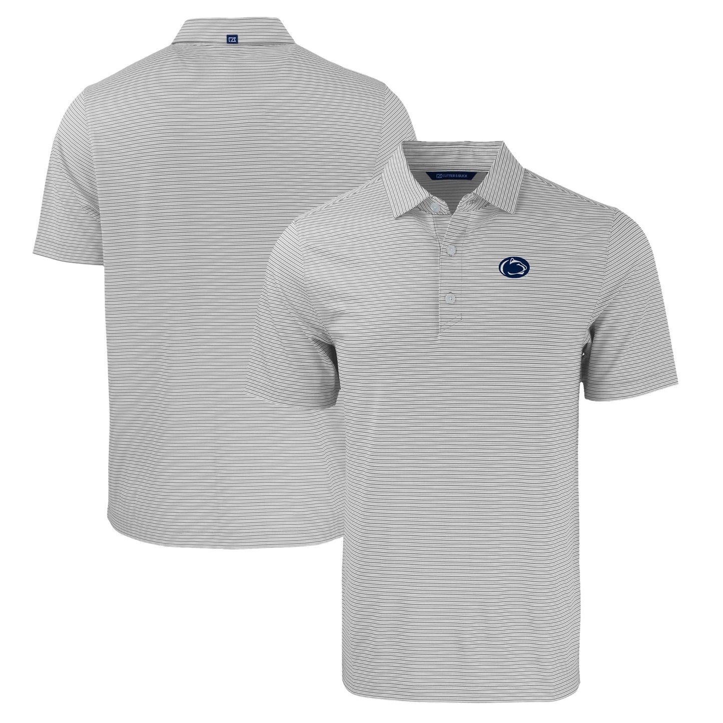 Men's Cutter & Buck  Gray/White Penn State Nittany Lions Big & Tall Forge Eco Double Stripe Stretch Recycled Polo