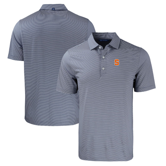 Men's Cutter & Buck  Navy/White Syracuse Orange Big & Tall Forge Eco Double Stripe Stretch Recycled Polo