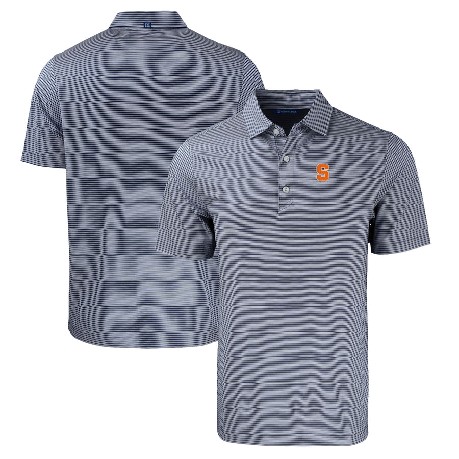 Men's Cutter & Buck  Navy/White Syracuse Orange Big & Tall Forge Eco Double Stripe Stretch Recycled Polo
