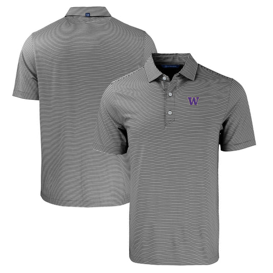 Men's Cutter & Buck  Black/White Washington Huskies Big & Tall Forge Eco Double Stripe Stretch Recycled Polo