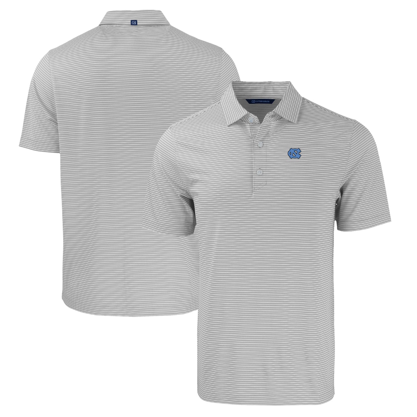 Men's Cutter & Buck  Gray/White North Carolina Tar Heels Big & Tall Forge Eco Double Stripe Stretch Recycled Polo