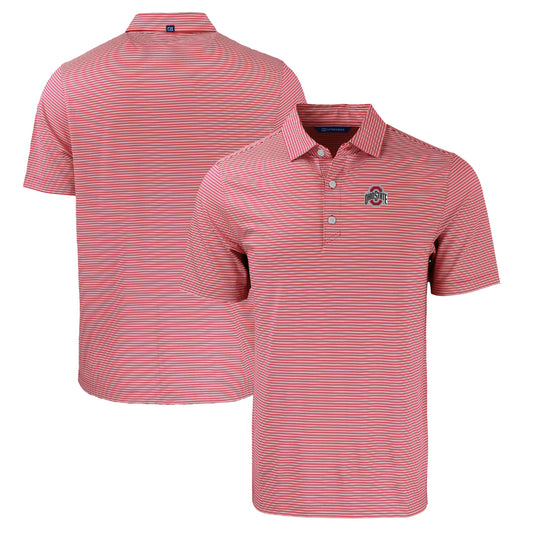 Men's Cutter & Buck  Scarlet Ohio State Buckeyes Primary Logo Big & Tall Forge Eco Double Stripe Stretch Recycled Polo