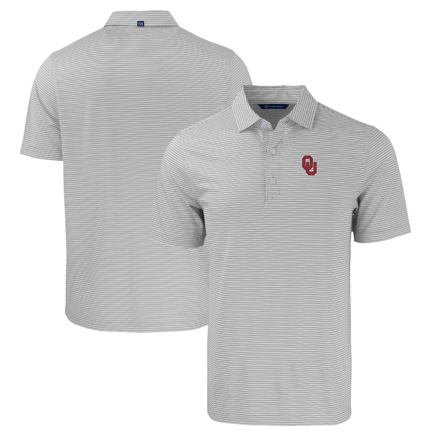 Men's Cutter & Buck  Gray/White Oklahoma Sooners Big & Tall Forge Eco Double Stripe Stretch Recycled Polo