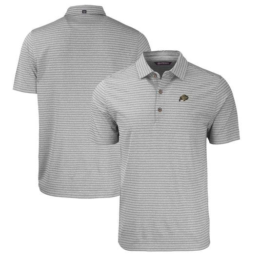 Men's Cutter & Buck  Heather Gray Colorado Buffaloes Big & Tall Forge Eco Stripe Stretch Recycled Polo