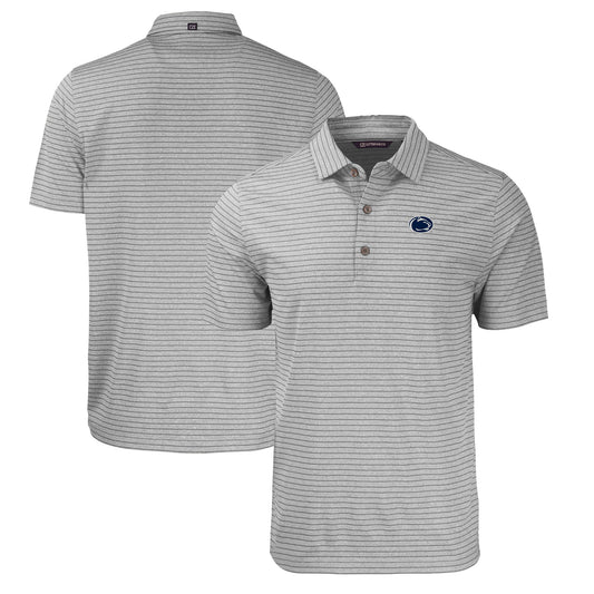 Men's Cutter & Buck  Heather Gray Penn State Nittany Lions Big & Tall Forge Eco Heather Stripe Stretch Recycled Polo