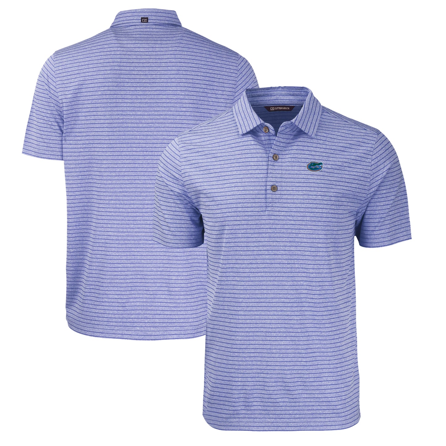 Men's Cutter & Buck Heather Royal Florida Gators Big & Tall Forge Eco Heather Stripe Stretch Recycled Polo