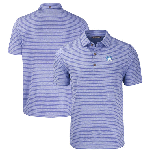 Men's Cutter & Buck Heather Royal Kentucky Wildcats Big & Tall Forge Eco Heather Stripe Stretch Recycled Polo