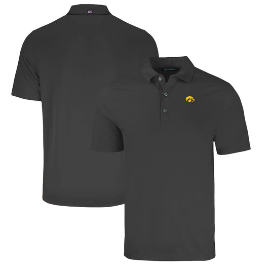 Men's Cutter & Buck Heather Black Iowa Hawkeyes Big & Tall Forge Eco Stretch Recycled Polo