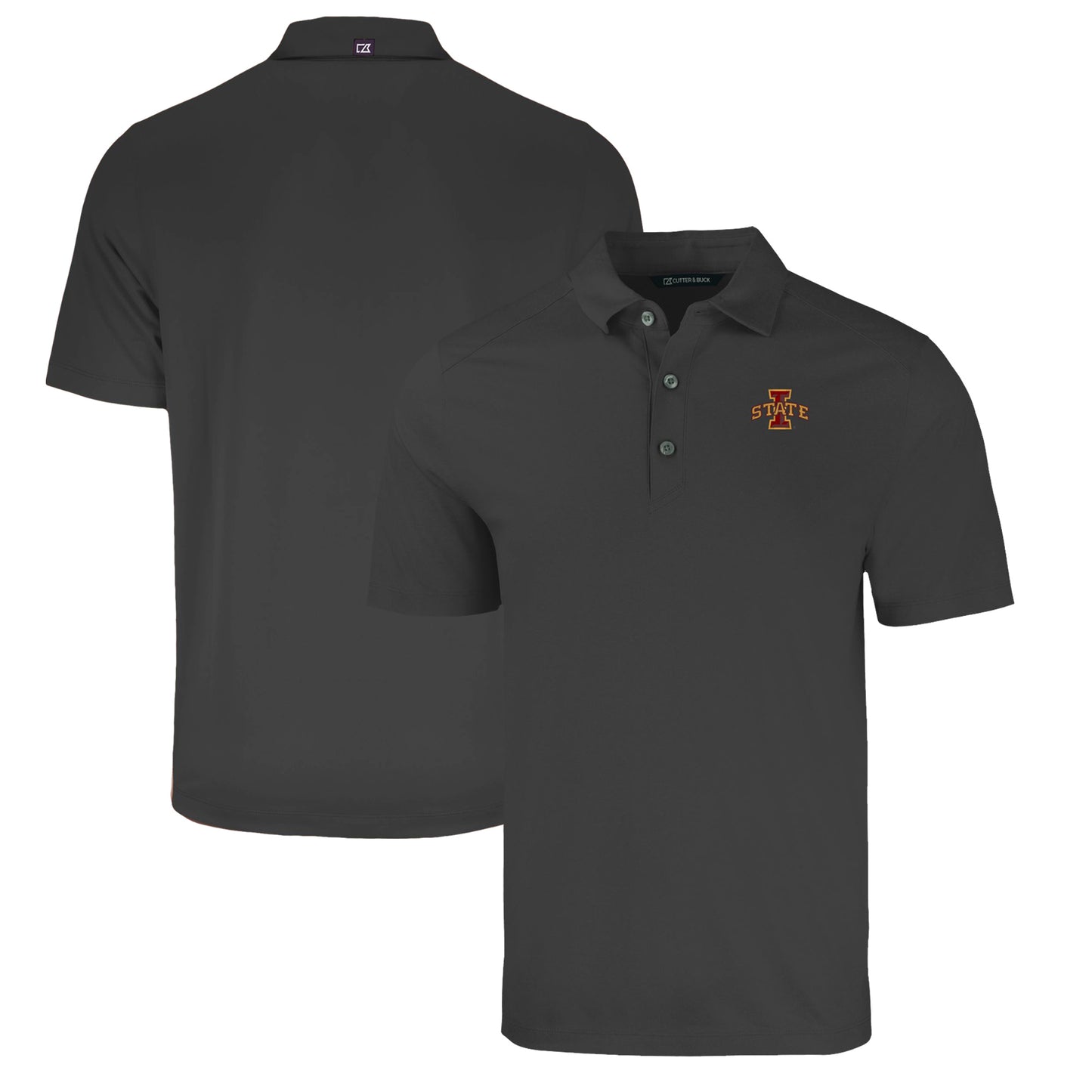 Men's Cutter & Buck Heather Black Iowa State Cyclones Big & Tall Forge Eco Stretch Recycled Polo