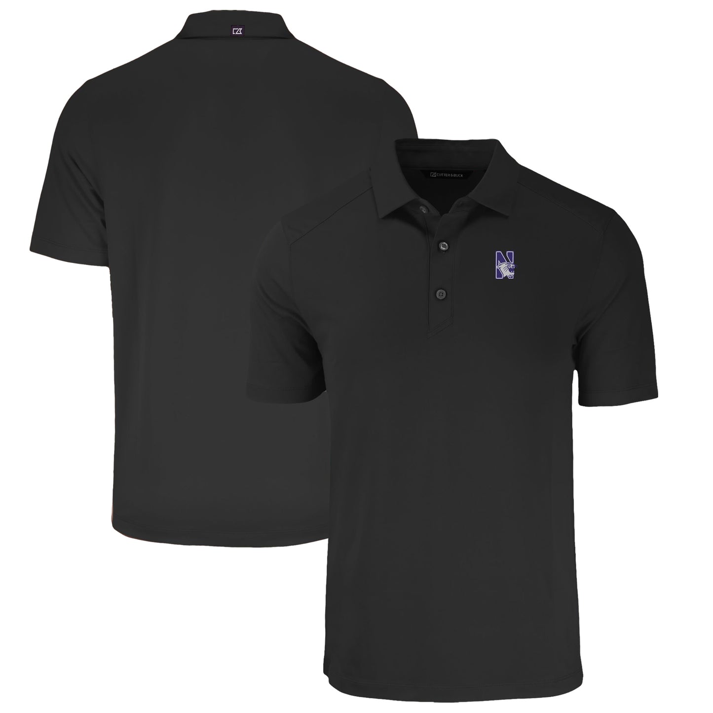 Men's Cutter & Buck Black Northwestern Wildcats Big & Tall Forge Eco Stretch Recycled Polo