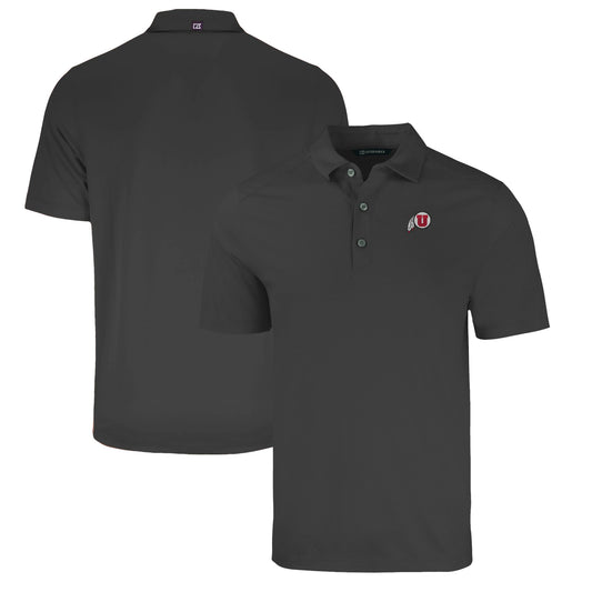 Men's Cutter & Buck Heather Black Utah Utes Big & Tall Forge Eco Stretch Recycled Polo