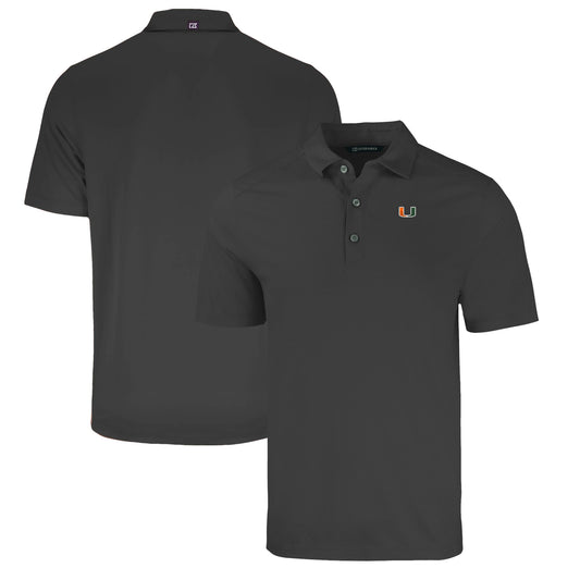 Men's Cutter & Buck Heather Black Miami Hurricanes Big & Tall Forge Eco Stretch Recycled Polo