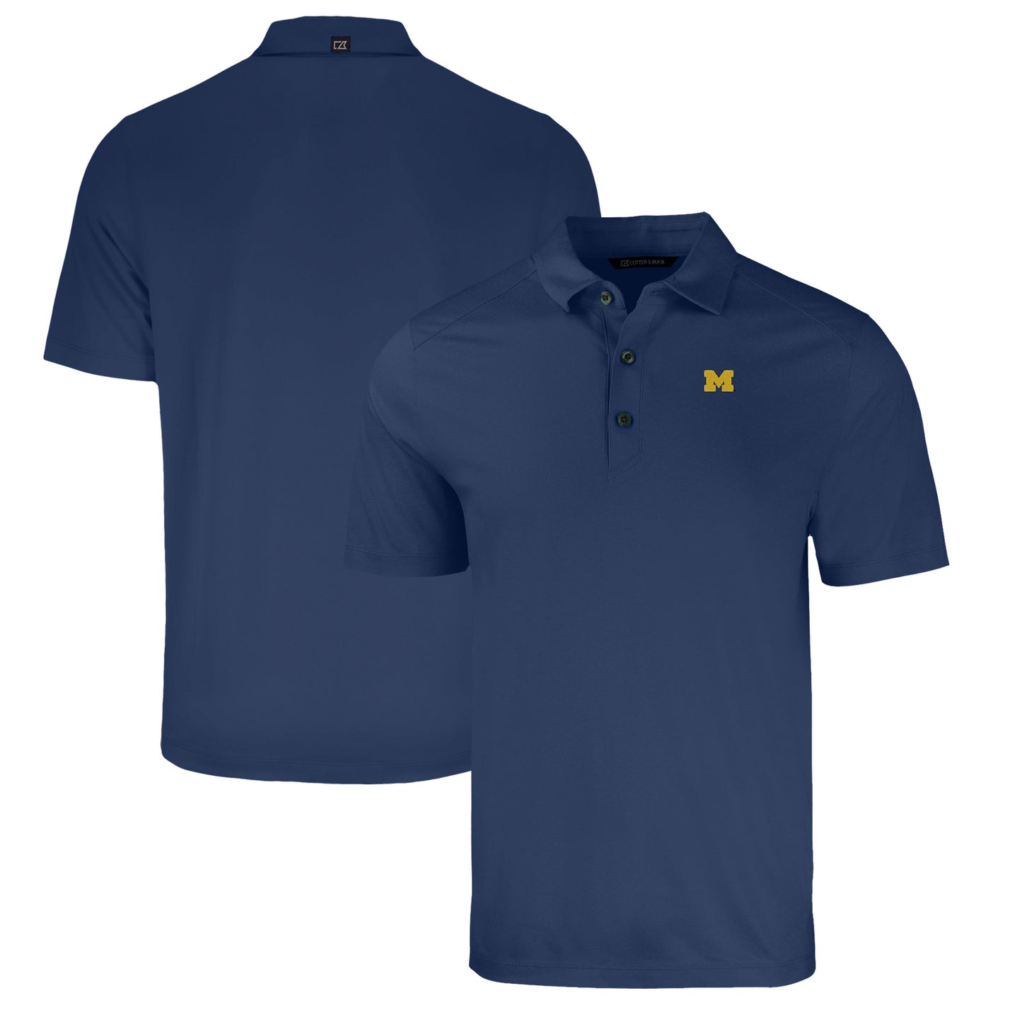Men's Cutter & Buck Heather Navy Michigan Wolverines Big & Tall Forge Eco Stretch Recycled Polo