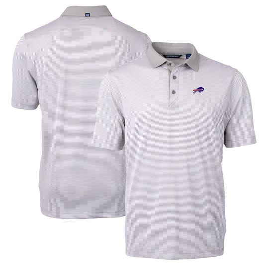 Men's Cutter & Buck Gray/White Buffalo Bills Big & Tall Virtue Eco Pique Micro Stripe Recycled Polo