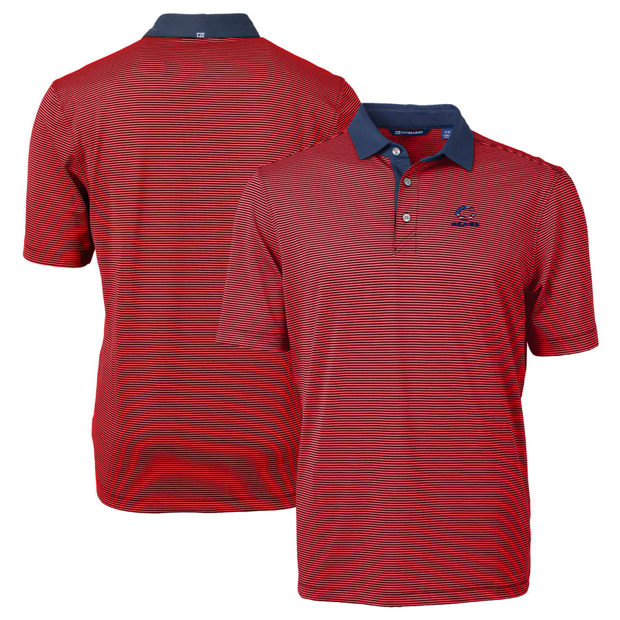 Men's Cutter & Buck Red/Navy Chicago Bears Big & Tall Virtue Eco Pique Micro Stripe Recycled Polo