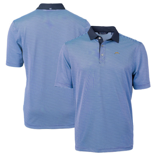 Men's Cutter & Buck Light Blue/Navy Los Angeles Chargers Big & Tall Virtue Eco Pique Micro Stripe Recycled Polo