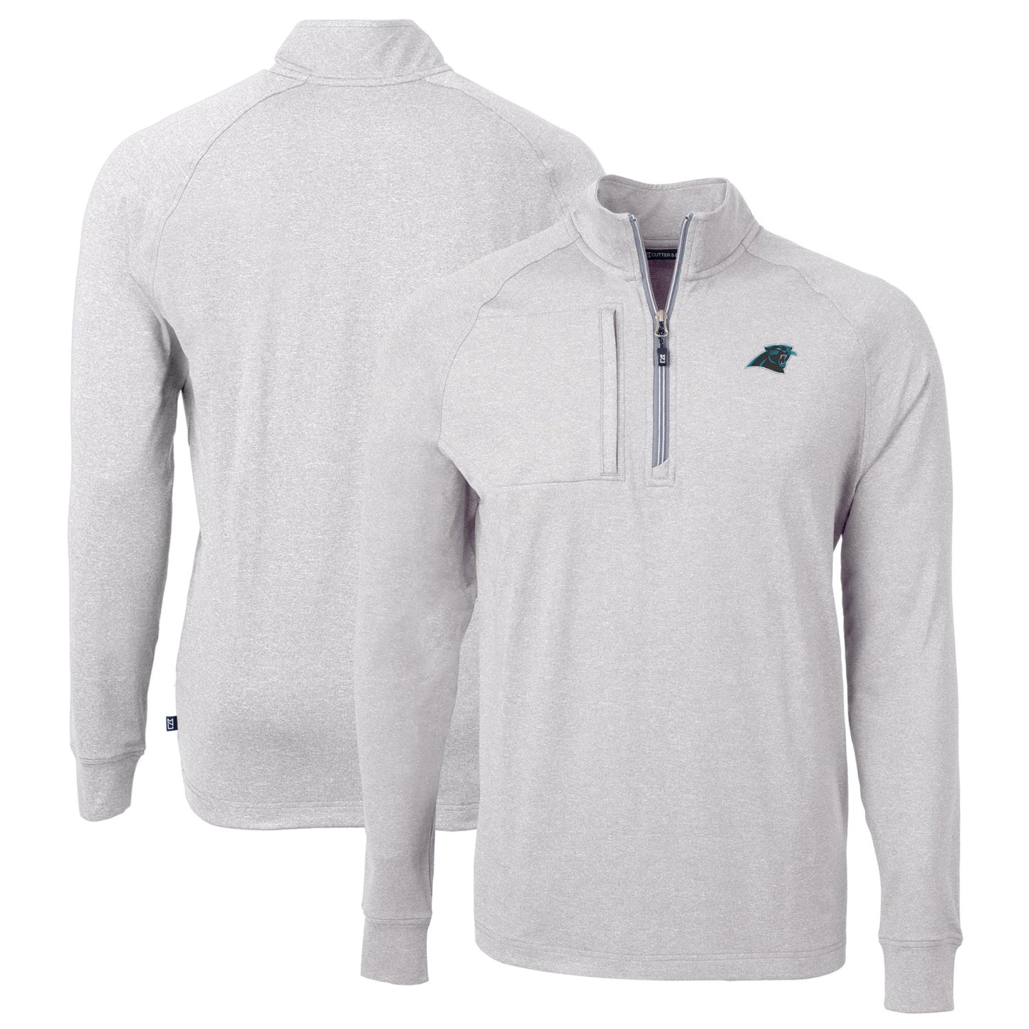 Men's Cutter & Buck  Heather Gray Carolina Panthers  Big & Tall Adapt Eco Knit Quarter-Zip Pullover Top