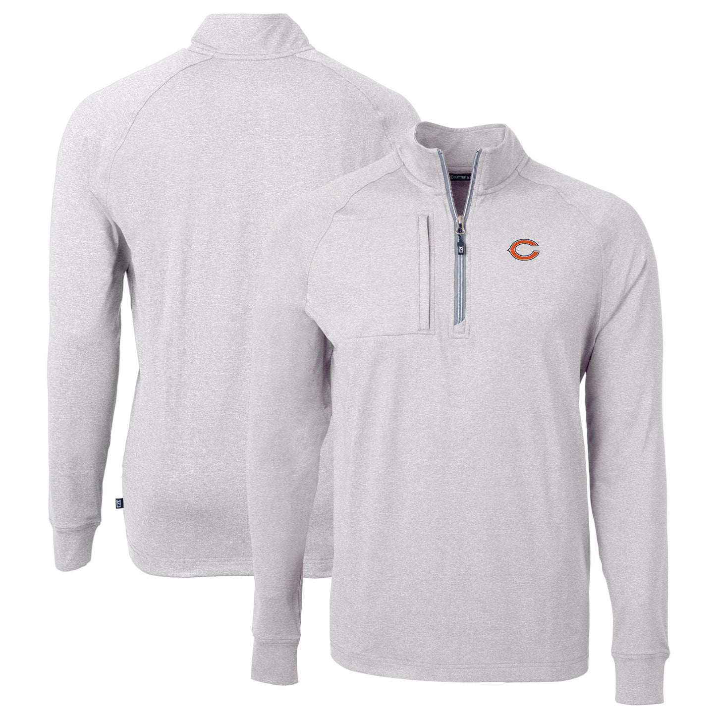 Men's Cutter & Buck  Heather Gray Chicago Bears  Big & Tall Adapt Eco Knit Quarter-Zip Pullover Top