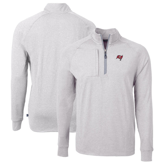 Men's Cutter & Buck  Heather Gray Tampa Bay Buccaneers  Big & Tall Adapt Eco Knit Quarter-Zip Pullover Top