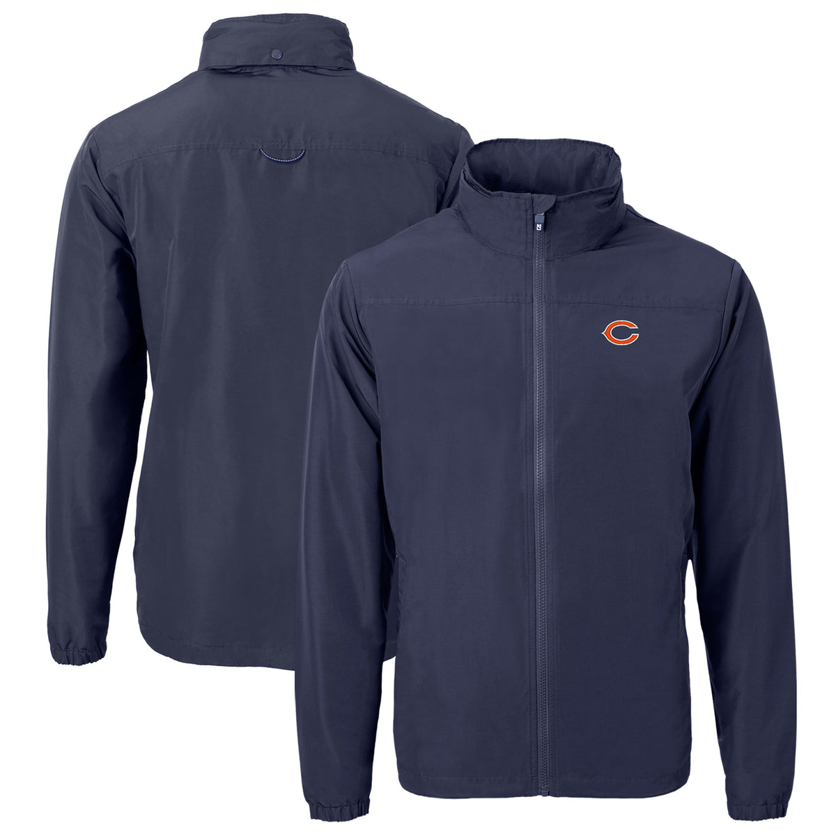 Men's Cutter & Buck  Navy Chicago Bears  Big & Tall Charter Eco Knit Recycled Full-Zip Jacket