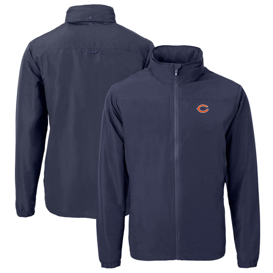 Men's Cutter & Buck  Navy Chicago Bears  Big & Tall Charter Eco Knit Recycled Full-Zip Jacket