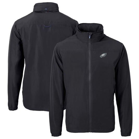 Men's Cutter & Buck  Black Philadelphia Eagles  Big & Tall Charter Eco Knit Recycled Full-Zip Jacket