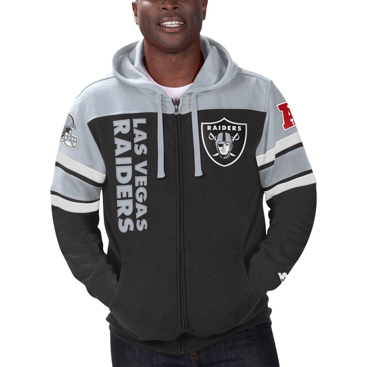 Men's Starter Black Las Vegas Raiders Extreme Full-Zip Hoodie