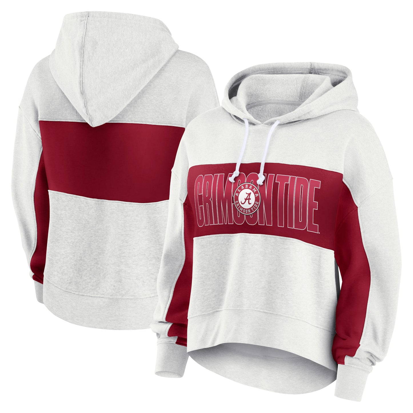 Women's Fanatics Oatmeal Alabama Crimson Tide Up For It Pullover Hoodie