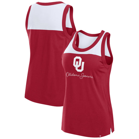 Women's Fanatics Crimson Oklahoma Sooners Crosley Colorblock Tank Top