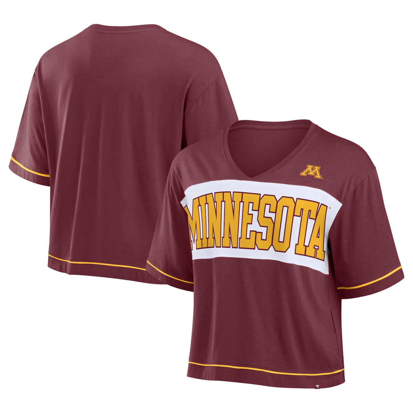 Women's Fanatics Maroon Minnesota Golden Gophers Home Team Bold Fashion Modest V-Neck Cropped T-Shirt