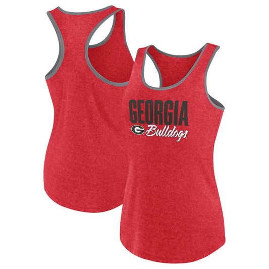 Women's Fanatics Heather Red Georgia Bulldogs Fuel Racerback Tank Top