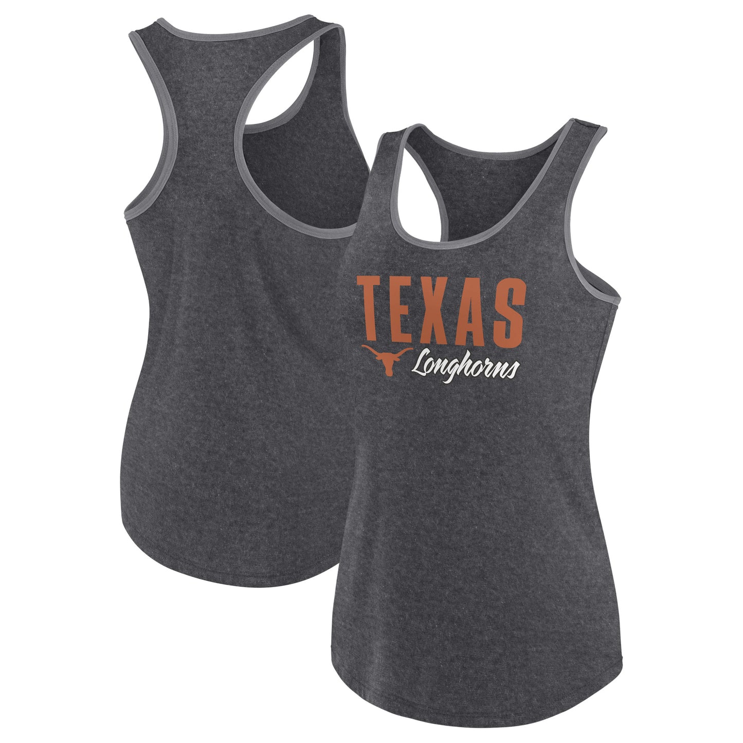 Women's Fanatics Heather Charcoal Texas Longhorns Fuel Racerback Tank Top