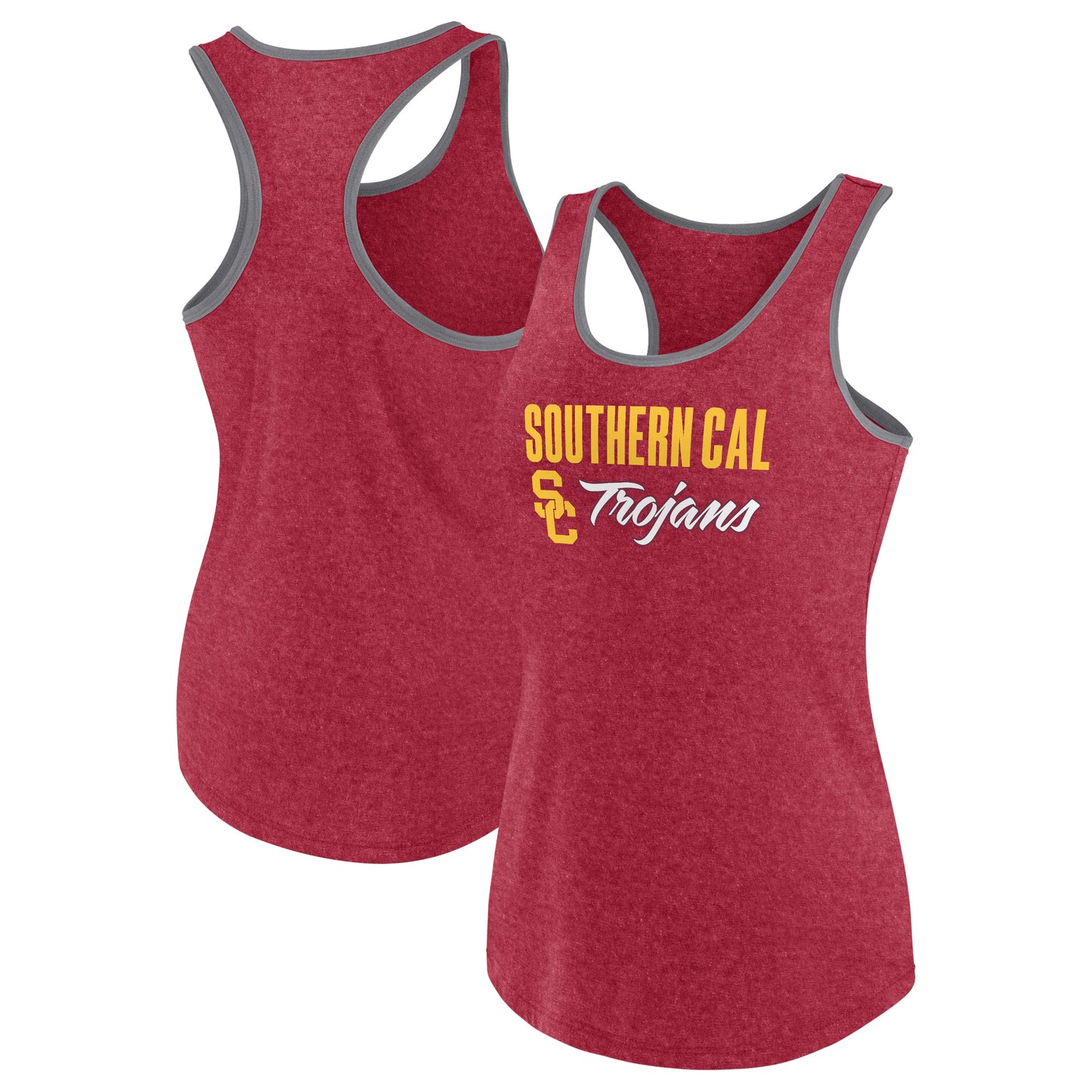 Women's Fanatics Heather Cardinal USC Trojans Fuel Racerback Tank Top