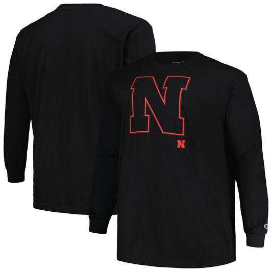 Men's Profile Black Nebraska Huskers Big & Tall Pop Long Sleeve T-Shirt