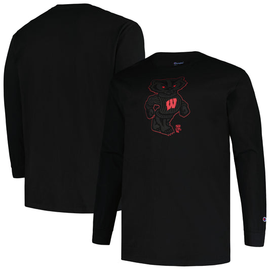 Men's Profile Black Wisconsin Badgers Big & Tall Pop Long Sleeve T-Shirt