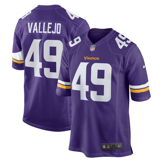 Men's Nike Tanner Vallejo Purple Minnesota Vikings Team Game Jersey