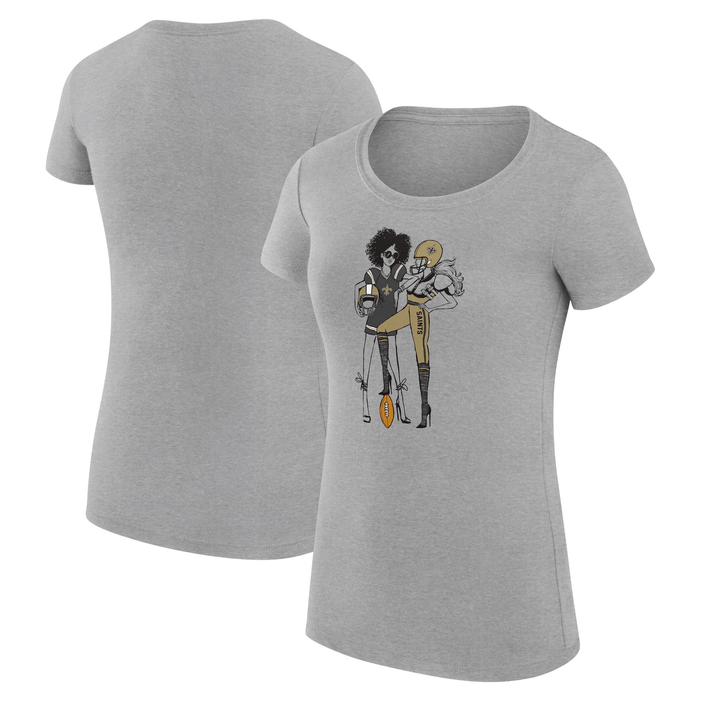 Women's G-III 4Her by Carl Banks Heather Gray New Orleans Saints Football Girls Graphic Fitted T-Shirt