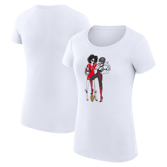 Women's G-III 4Her by Carl Banks White Atlanta Falcons Football Girls Graphic Fitted T-Shirt