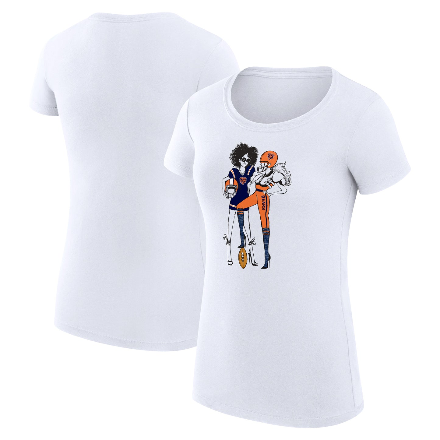 Women's G-III 4Her by Carl Banks White Chicago Bears Football Girls Graphic Fitted T-Shirt