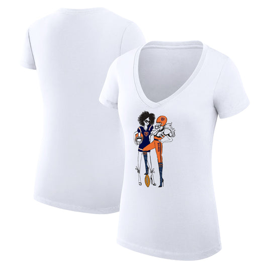 Women's G-III 4Her by Carl Banks White Chicago Bears Football Girls Graphic V-Neck Fitted T-Shirt