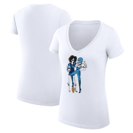 Women's G-III 4Her by Carl Banks White Tennessee Titans Football Girls Graphic V-Neck Fitted T-Shirt