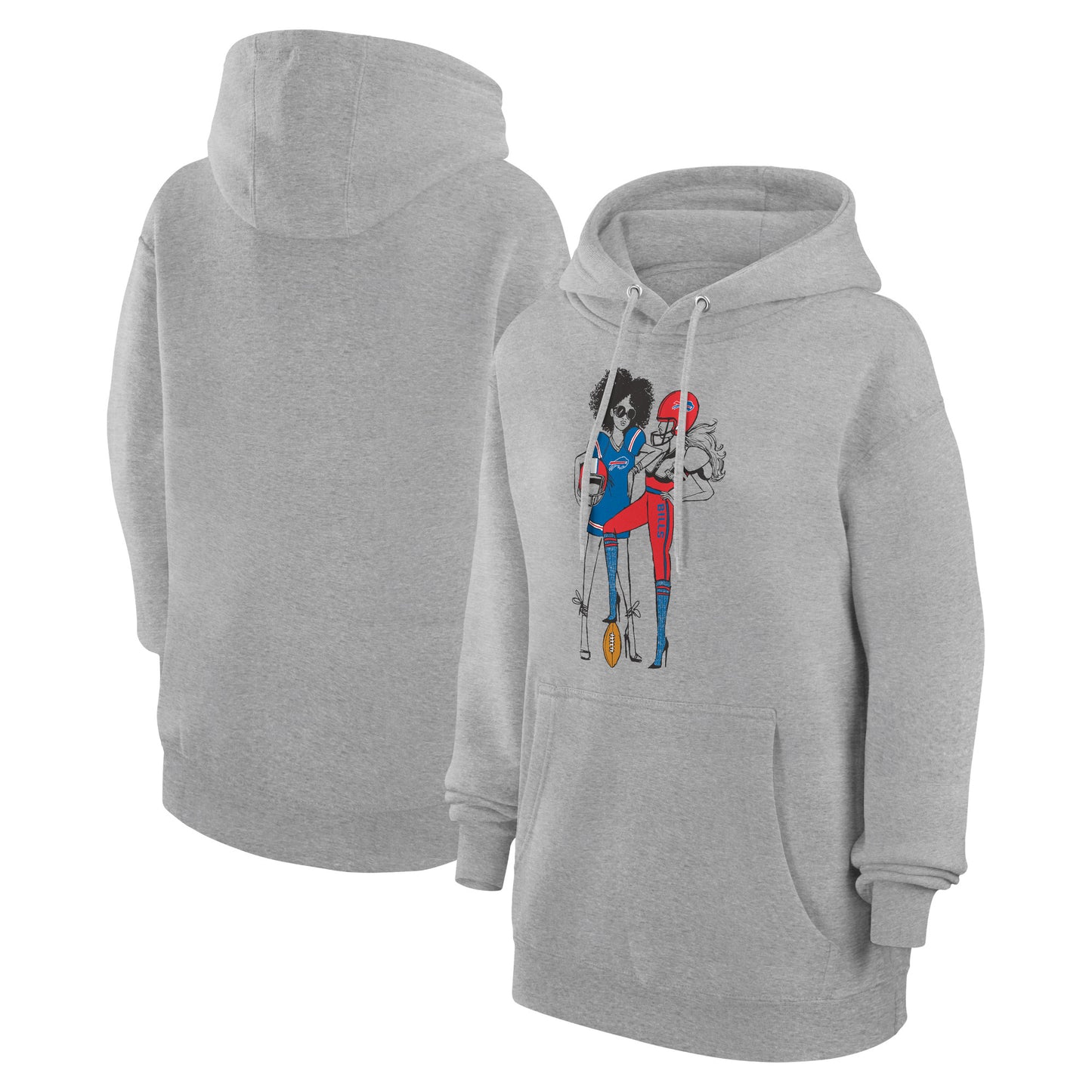 Women's G-III 4Her by Carl Banks  Heather Gray Buffalo Bills Football Girls Graphic Pullover Hoodie