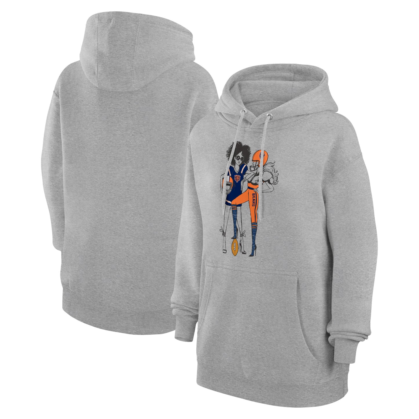 Women's G-III 4Her by Carl Banks  Heather Gray Chicago Bears Football Girls Graphic Pullover Hoodie
