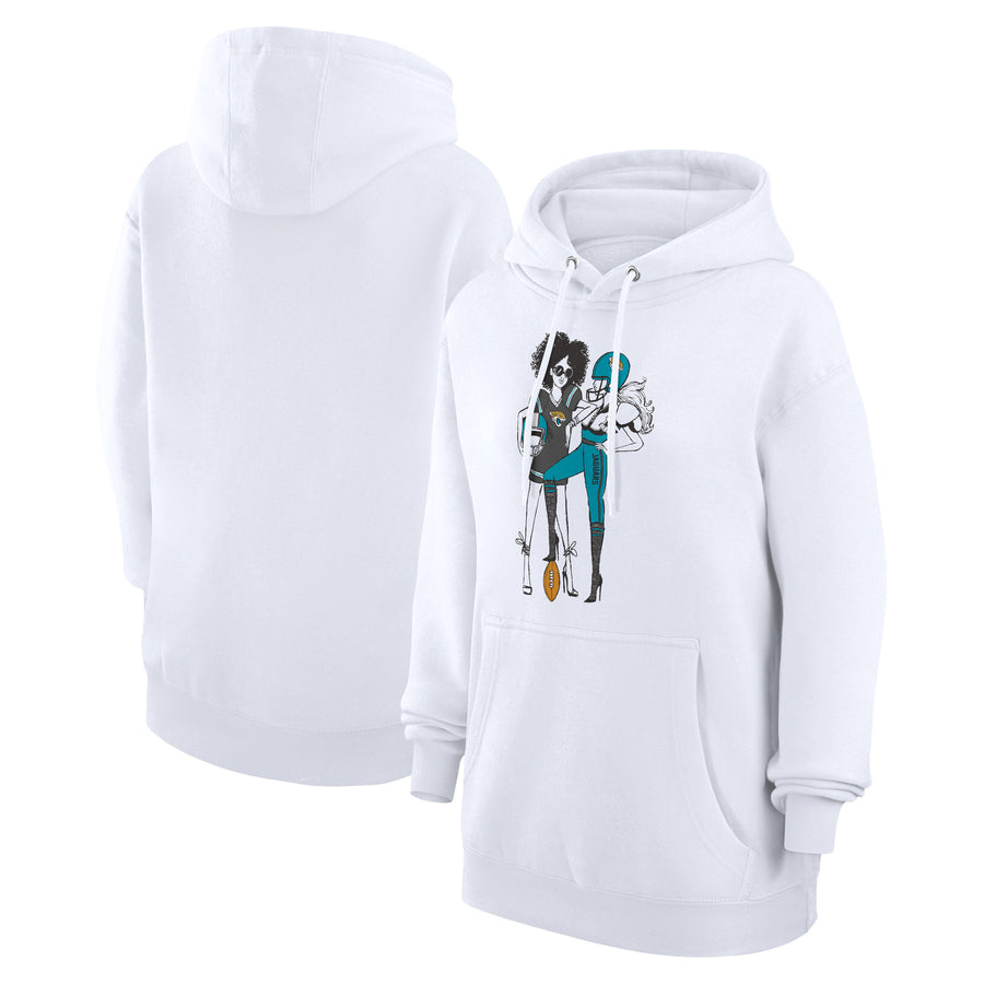 Women's G-III 4Her by Carl Banks  White Jacksonville Jaguars Football Girls Graphic Pullover Hoodie