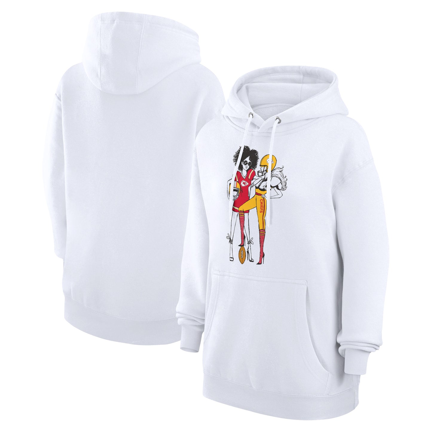 Women's G-III 4Her by Carl Banks  White Kansas City Chiefs Football Girls Graphic Pullover Hoodie