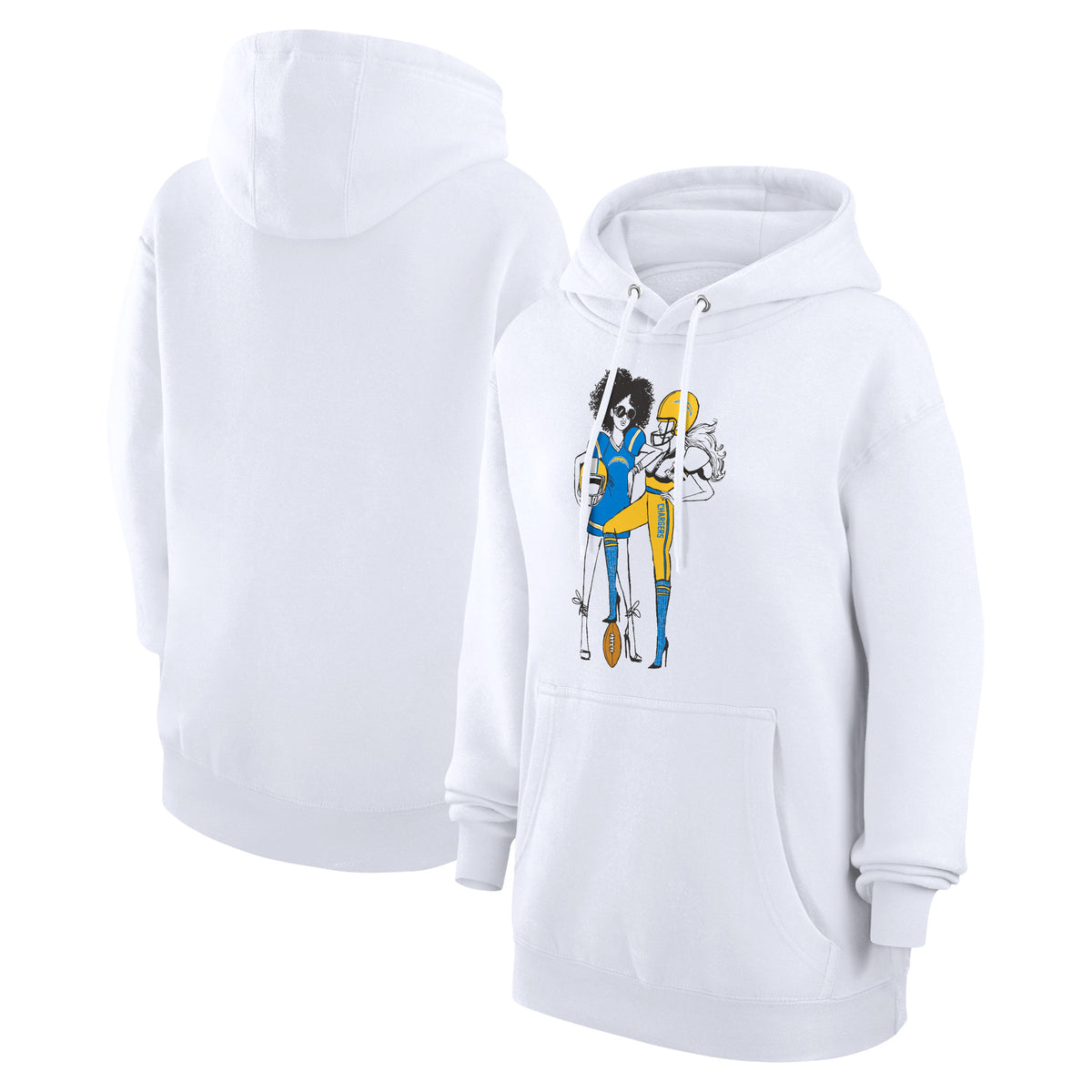 Women's G-III 4Her by Carl Banks  White Los Angeles Chargers Football Girls Graphic Pullover Hoodie