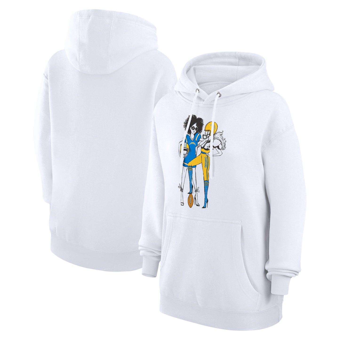 Women's G-III 4Her by Carl Banks  White Los Angeles Chargers Football Girls Graphic Pullover Hoodie
