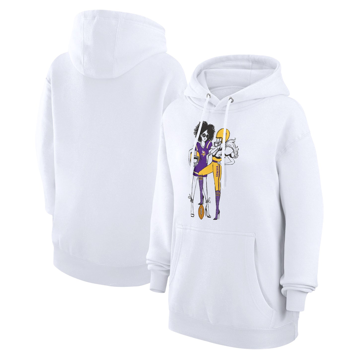 Women's G-III 4Her by Carl Banks  White Minnesota Vikings Football Girls Graphic Pullover Hoodie