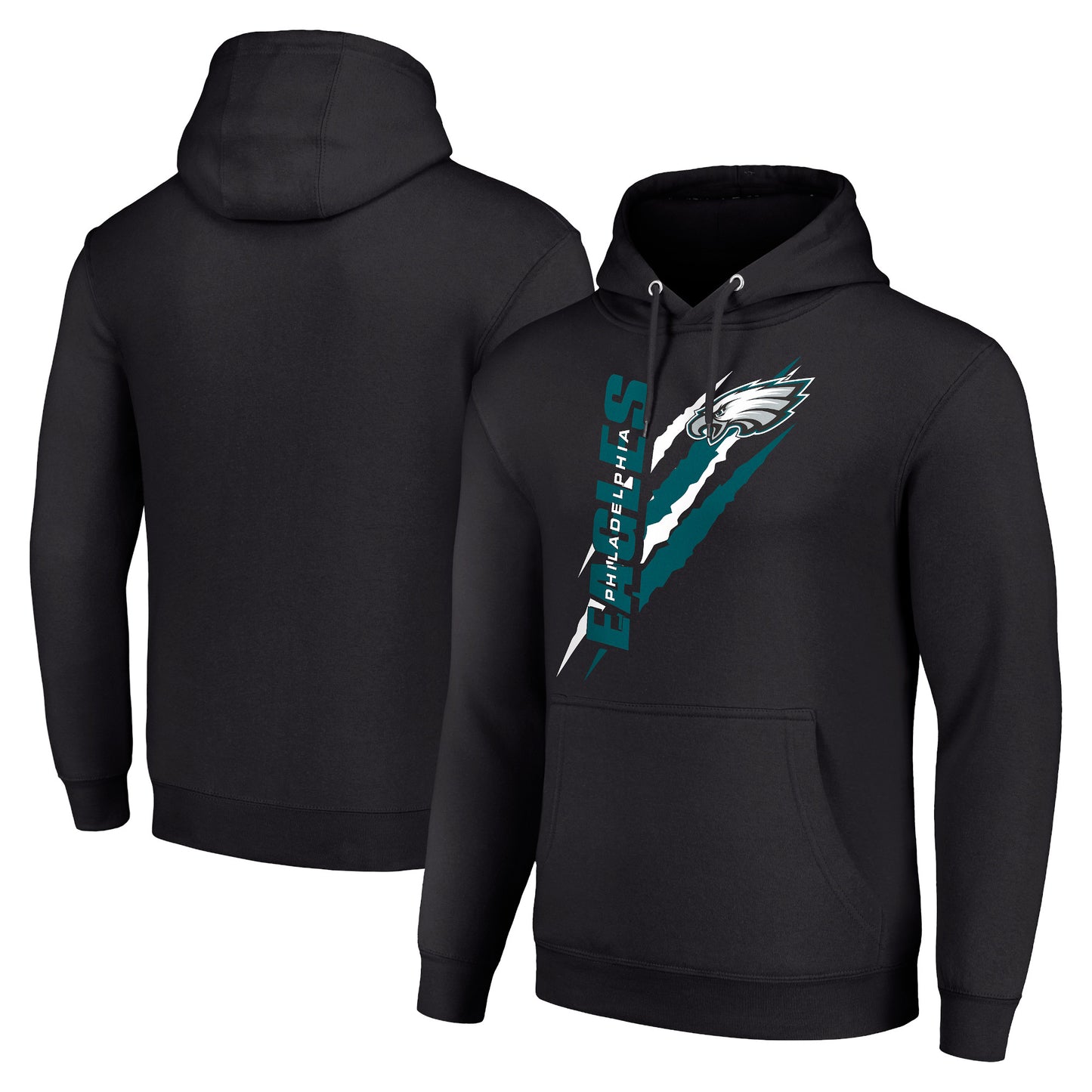 Unisex Starter Black Philadelphia Eagles Color Scratch Fleece Pullover Hoodie